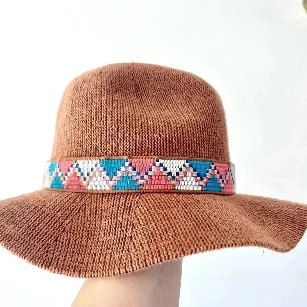 PrAna Cybil Knit Fedora Hemp and Organic Cotton Floppy Brown Hat‎ One Size